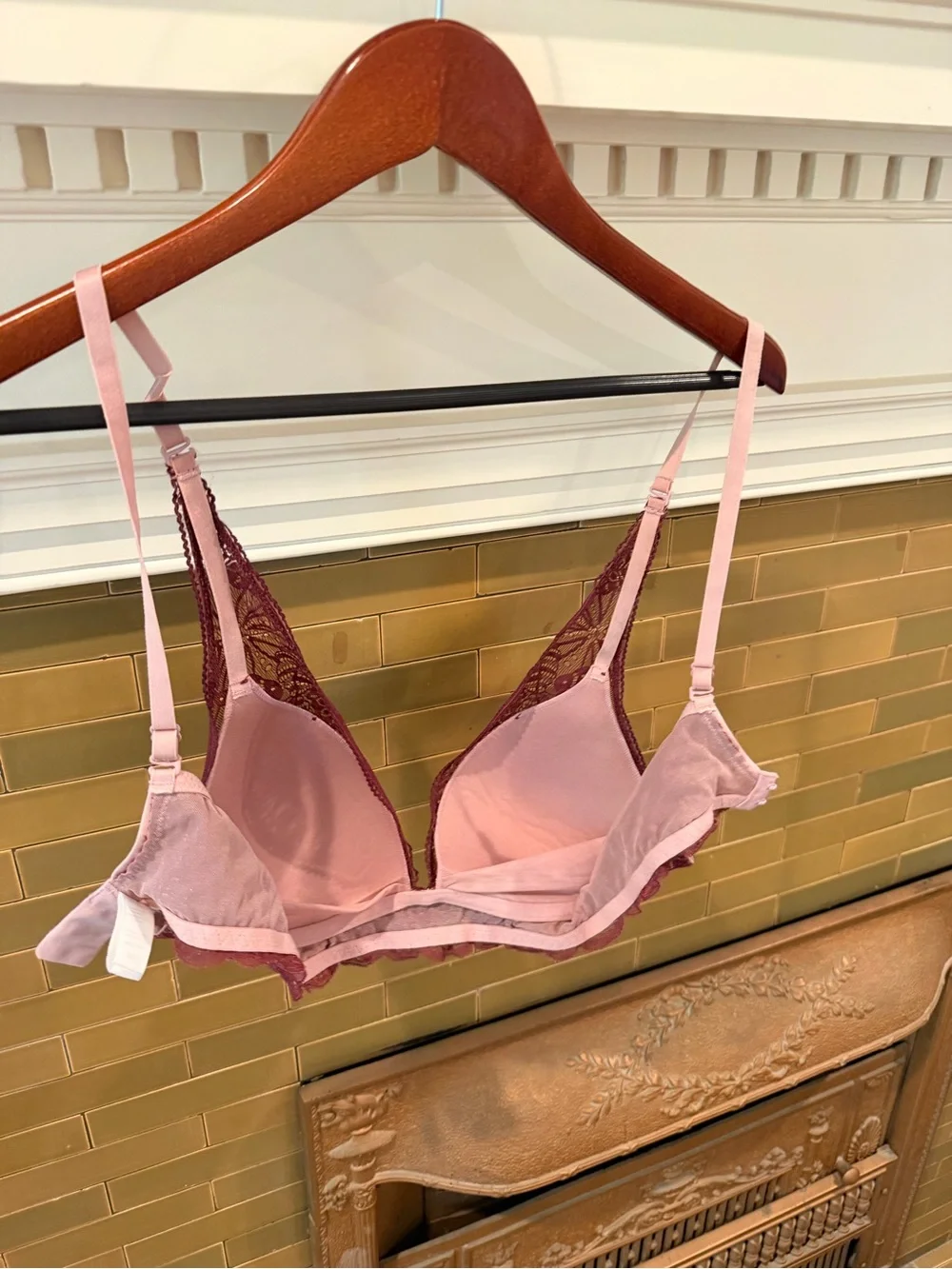 Sheer Lace Plunge Bralette in Plum